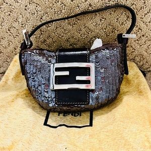 Authentic fendi FF vintage sequin mini croissant brown